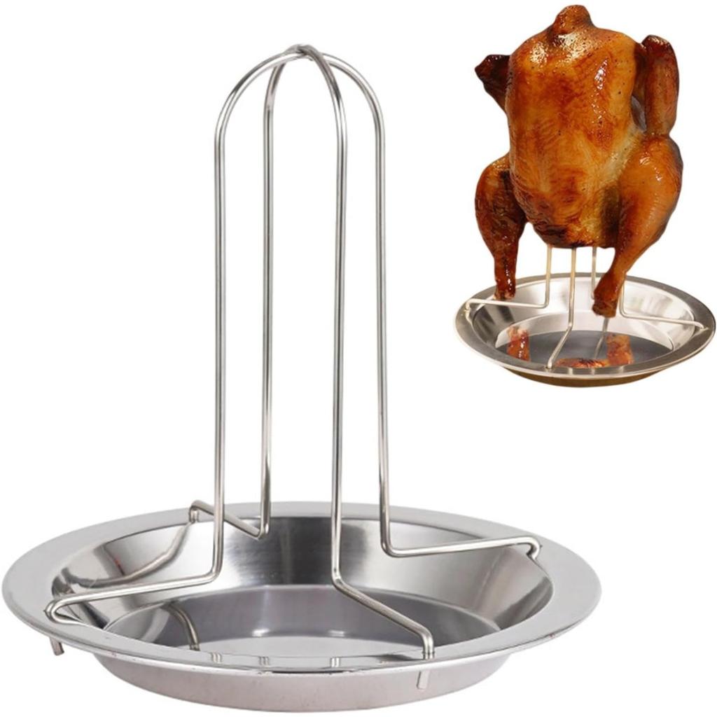 Chicken Roaster,Stainless Steel Chicken Roaster Rack BBQ Roaster Rack Vertical Roaster Rack for Oven or Barbecue Grill Accessories(Silver)