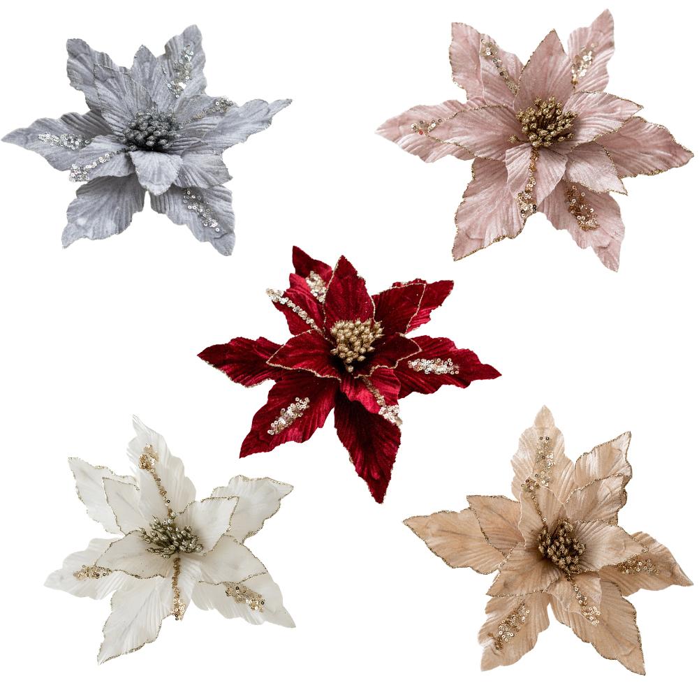 Christmas Flower Christmas Tree Decoration Sequin Flannel Decoration Adjustable