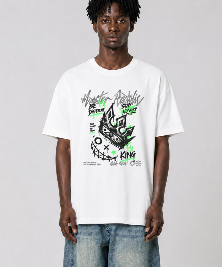 MONSTER REPUBLIC Crown Green T-Shirt White_9181