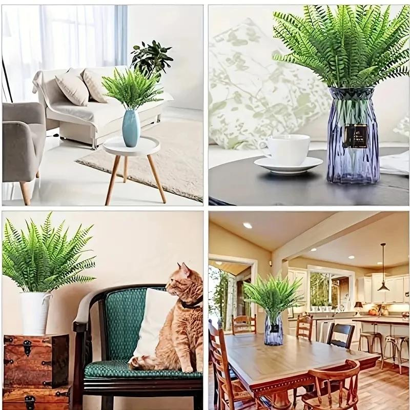 2-32 STÜCKE Künstliche Boston Falsche Farnpflanzen Büsche Falsche Pflanzen Sträucher Grünzeug UV-Beständig für Haus Büro Garten Innen Deko