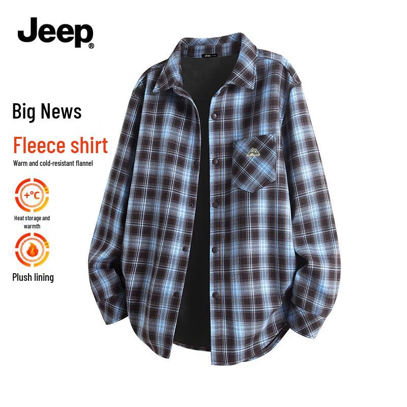 Jeep Мужская теплая клетчатая рубашка с длинным рукавом и фланелевой подкладкой XL
