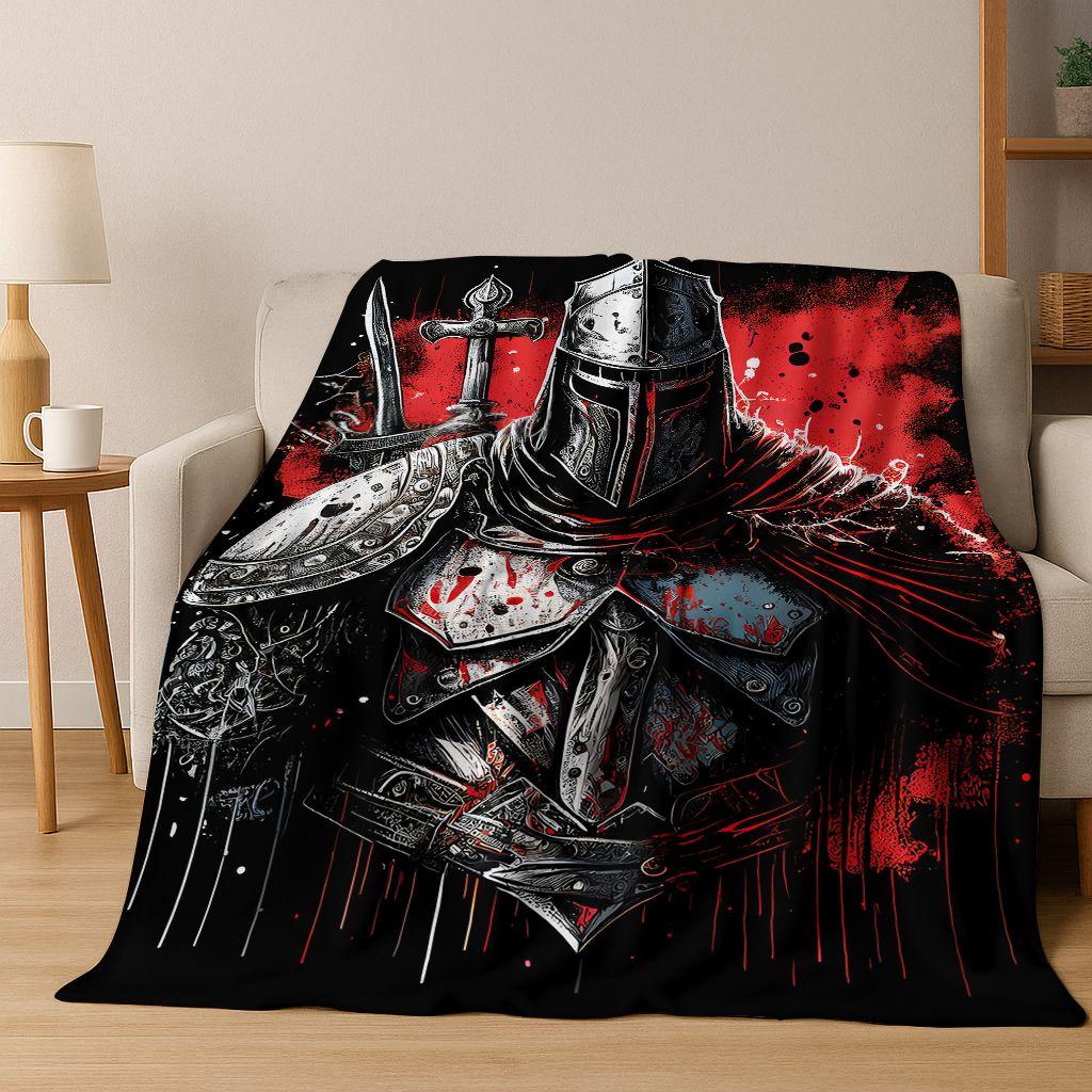 Templar Blood Knight Honor Holy Crusader Cartoon Flannel Blanket,Cozy Soft Throw Blanket for Home Bedroom Bed Sofa Cover Gift