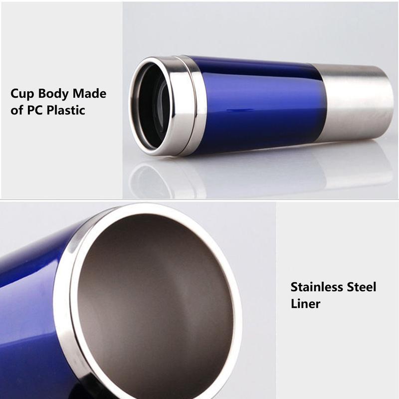 12V 50W 450 ml Car Kettle with Power Plug Electric Water ulated Car Mug Travel Heating Cup Kettle for Hot Coffee Milk Tea