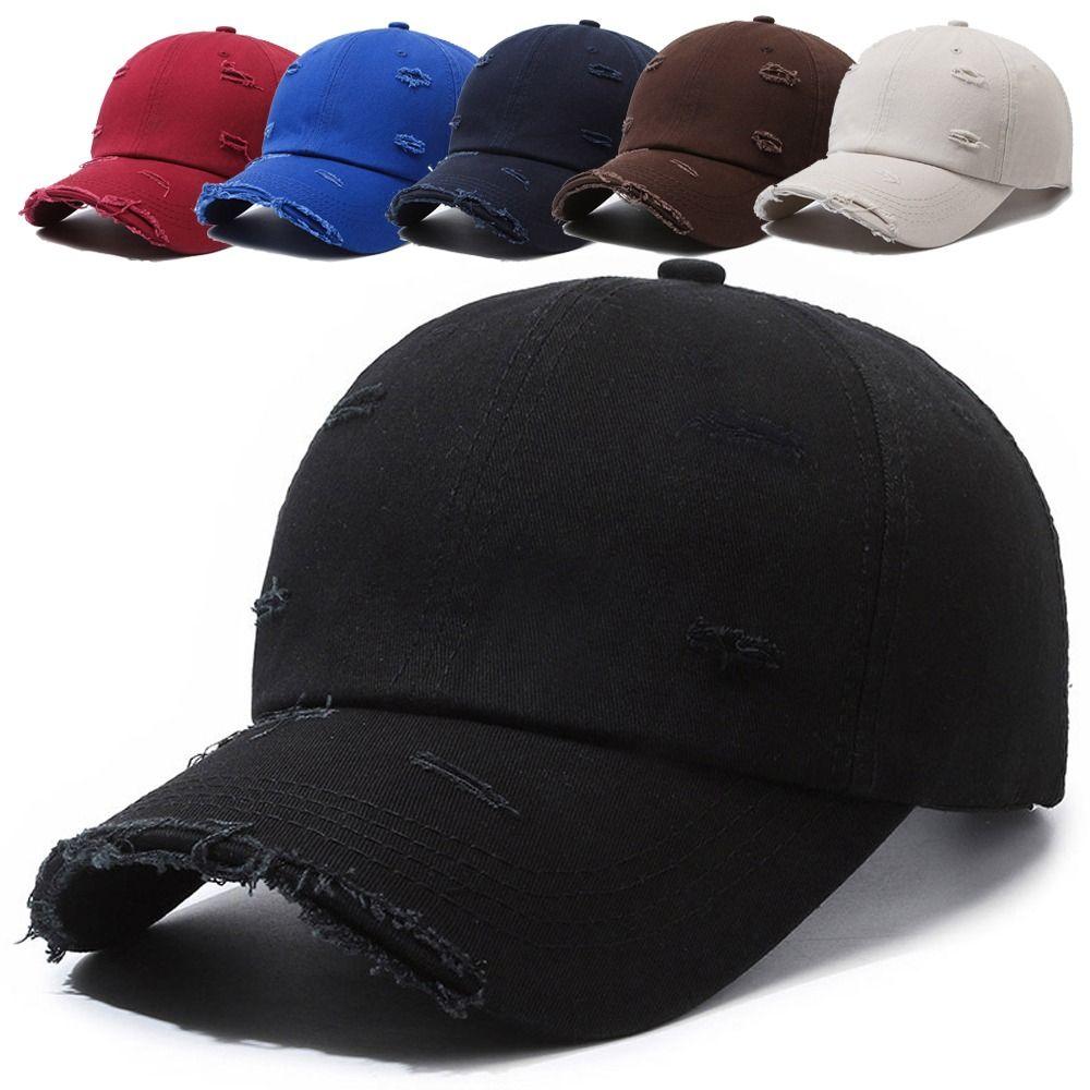 Broken Hole Baseball Cap Hip-hop Washed Cotton Baseball Hats  For Man Women Outdoor Sports