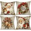Home Decor Christmas Santa & Wreath Pattern Cushion Covers Pattern Cushion Cover Suitable For Sofa Bedroom Car Pillow Cover
