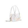 Dior [Customized Cosmetic Bag] Snow Flower Diamond Jinghe Bead Decoration French Romantic White Storage Bag Textured Fabric Portable