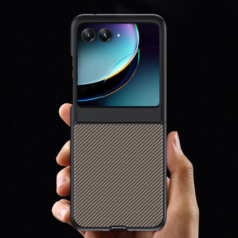 For Motorola Razr 40 Ultra 5G Anti-Drop Phone Case Fiber Carbon Texture PC Phone Cover