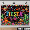 The 2D Background Image of the Carnival Themed Party Features Colorful "Fiesta" Text In the Center
