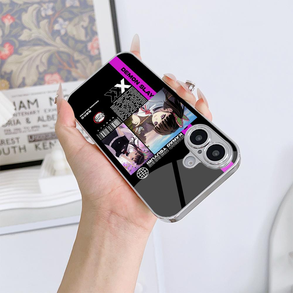 N157 Чохол для телефону Demon Slayer для iPhone 16 15 Pro Max Samsung S24 S23 Ultra A54 A35 A25 Xiaomi Redmi Note 13 12 Pro Покриття із загартованого скла з гальванізованою рамкою