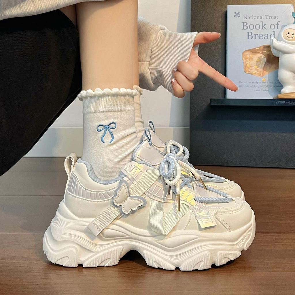 Women's Chunky Sneakers Autumn New Design Breathable Versatile Thick Sole Shoes for Students Trendy Comfortable