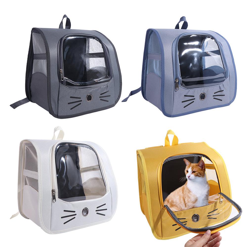 Large Capacity Cat Carrier Bag Transparent Breathable Cat Backpack Bag Water-resistant Foldable Pet Dog Backpack Travel Outdoor
