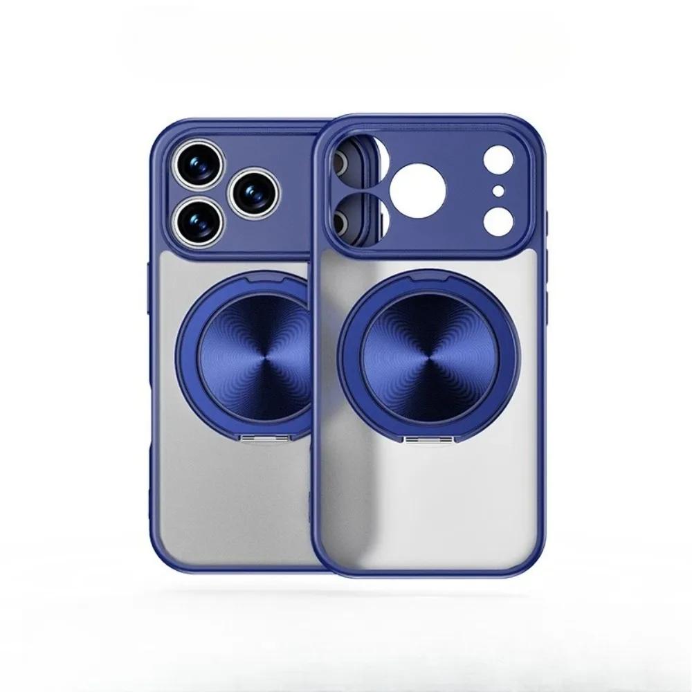 Trendy Magnetic 360° Rotating Bracket Case For IPhone 17 Air 16E 15 14 Plus 13 Pro Max Shockproof Matte Full Lens Protect Cover