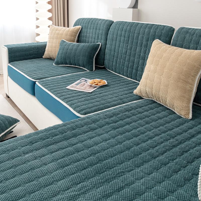 Sofa Sofa Høst og Vinter Fortykket Fleece Sklisikre Seteputer Fire Årstider Universell Stue Skinnsofa Trekk Håndkle