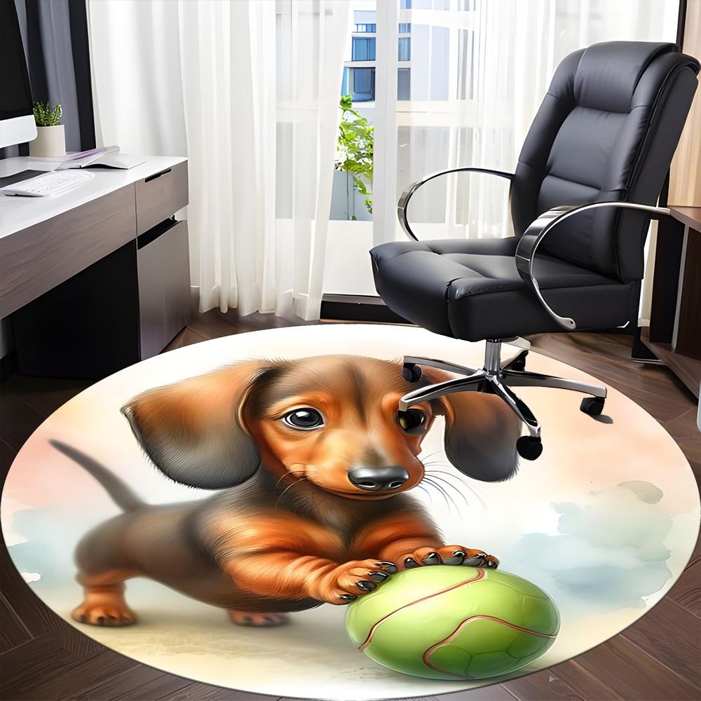 1pc Dachshund Pattern Office Round Rug, Non-slip, Soft and Durable Office Rug for Interior Decoration, Perfect for Office,Decoration yy260204032