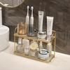 Gold Double-Layer Bathroom Countertop Organizer Shelf