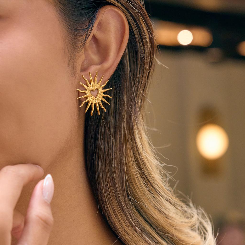 Light luxury niche high-end love sun earrings earrings jewelry