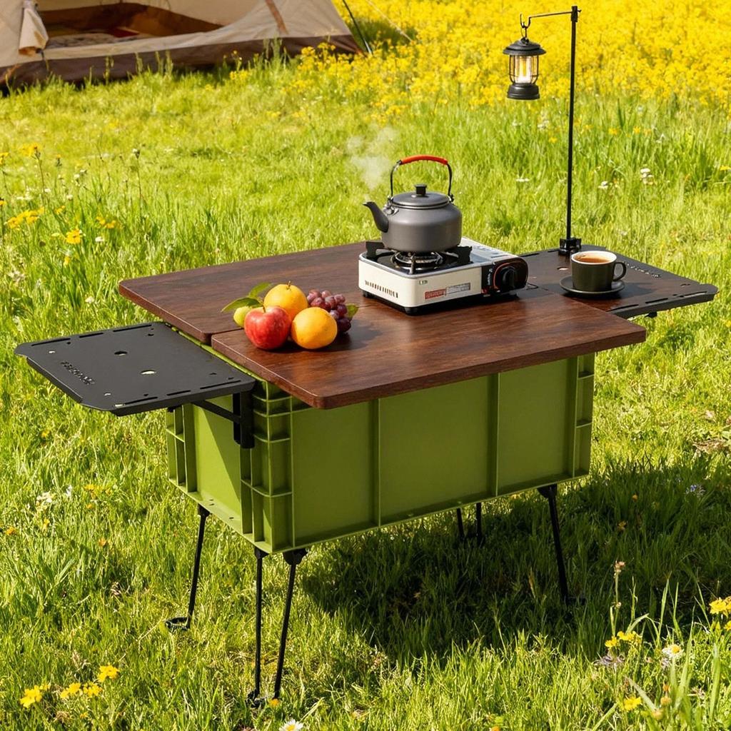 Outdoor camping folding table multi-functional camping box suitcase tea table balcony coffee table storage turnover box