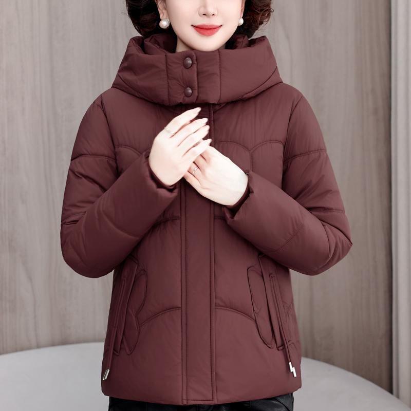 Plus Size XL-5XL Middle Age Woman Winter Short Coats Hooded Elegant Loose Thick Warm Parkas Female Jacket