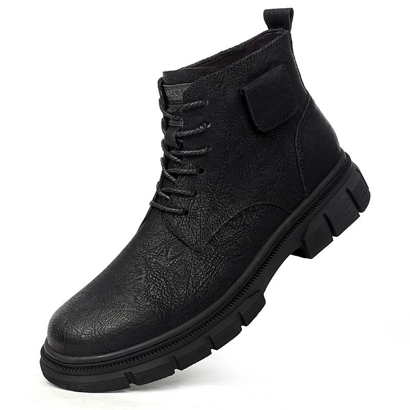 Men s Plus Size Non-Slip Winter Work Boots, Thick Sole Warm Retro Martin Style. 37 черный всесезонный