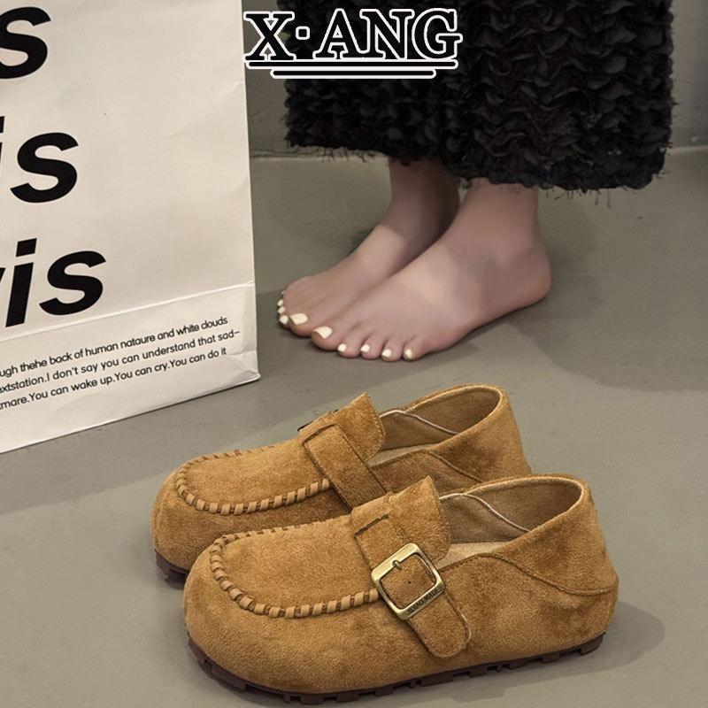 Cowhide Version, All-inclusive Women's Super Soft Sole, Not Tired, One Pedal, Lazy Single Shoes, Casual Doudou Shoes