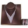 Stylish Multi-Layer Fringed Rhinestone Necklace Earrings Jewelry Set, Bridal Wedding Ladies Two-Piece Set
