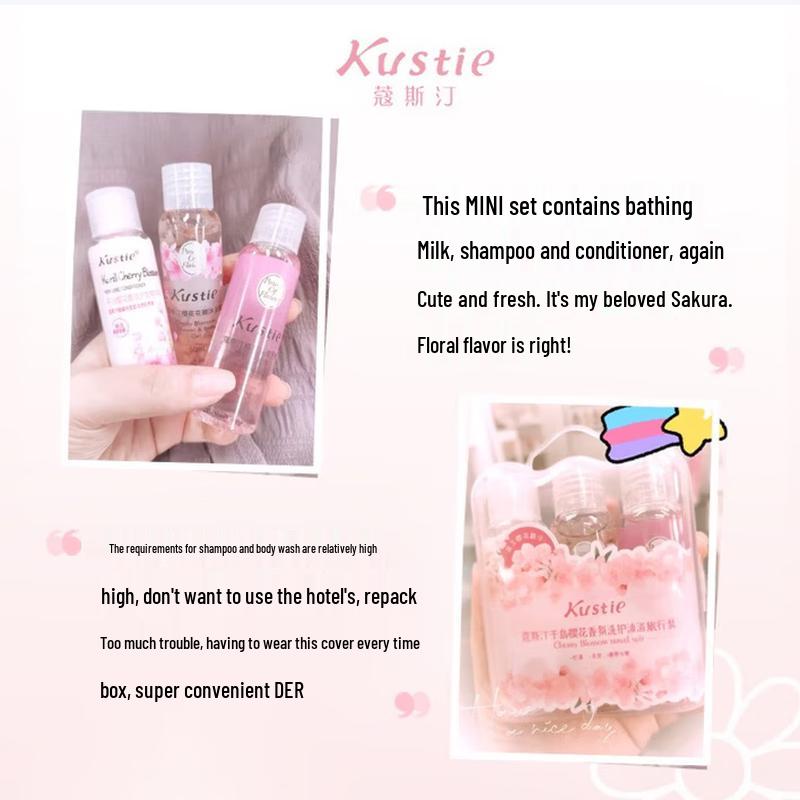 Kustie Cherry Blossom Travel Bath Set