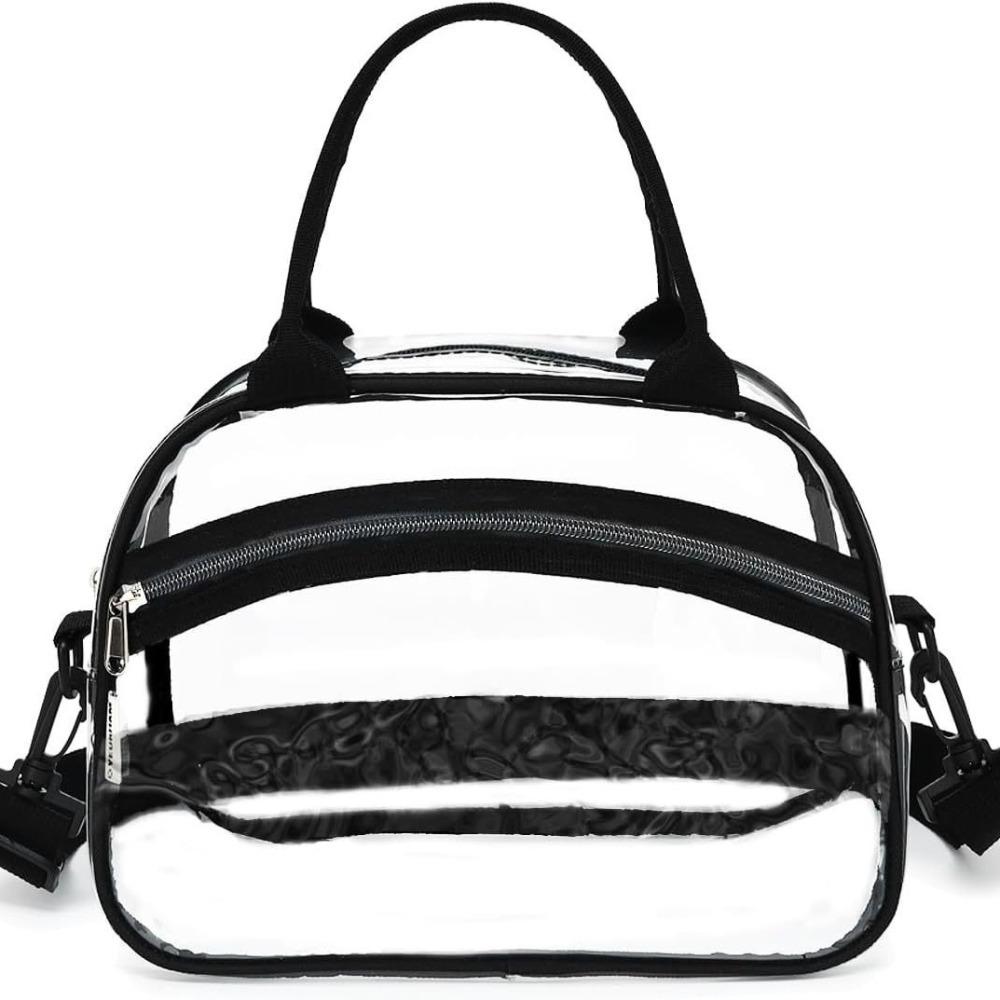 Zipper Transparent Crossbody Bag Waterproof with Adjustable Strap Hand-held Wash Bag PVC Large Capacity Clear Shoulder Bag Women