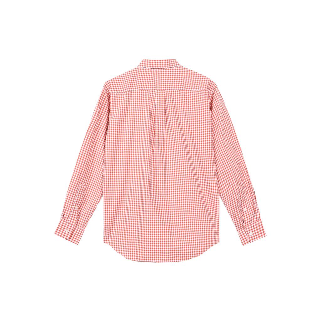 UNIQLO Plaid Single-Breasted Collar Long Sleeve Shirt Unisex shirts Garnet-Red 456649-14