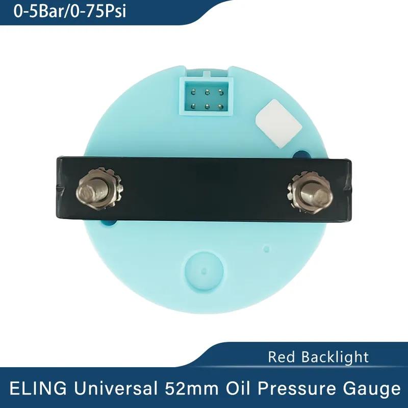 ELING Waterproof Universal 52mm Oil Pressure Gauge 5Bar 0-75Psi 10Bar 0-145Psi with Red Backlight 9-32V for Car Truck Boat Yacht