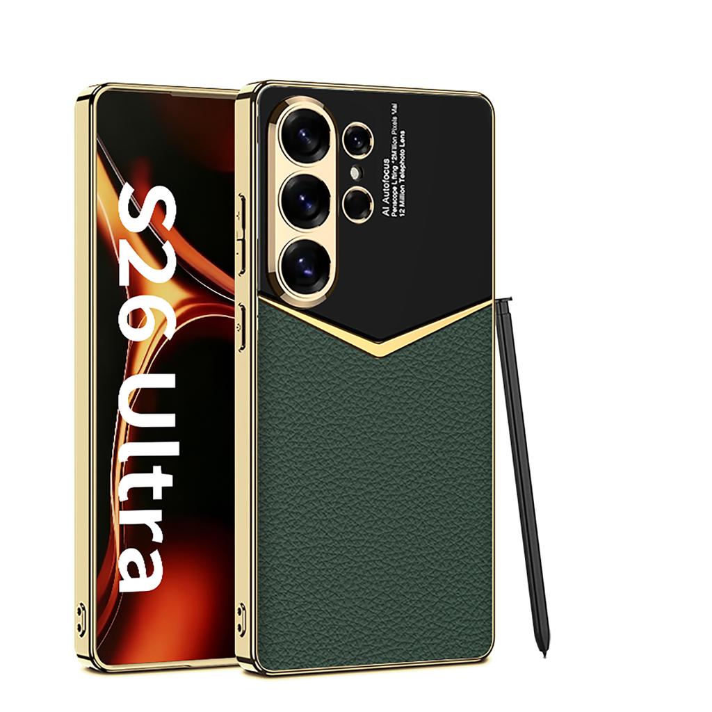 Luxury Plating Leather Case for Samsung Galaxy S26 S25 S24 Ultra Shockproof Soft Edge Protective Cover for Galaxy S26 Ultra Case