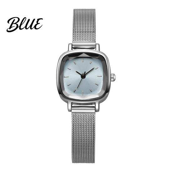 Retro Collegehorloge Uniseks Kwarts Minimalistisch Vierkant Wijzerplaat Eenvoudig Mesh