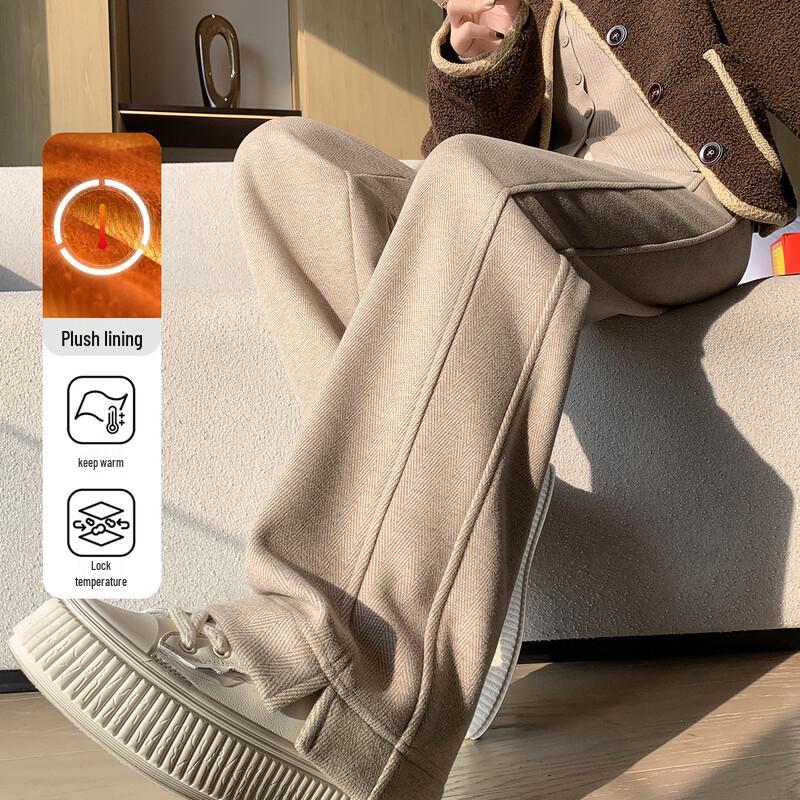 HSTYLE Women s Fleece-Lined High-Waist Wide-Leg Cropped Pants M