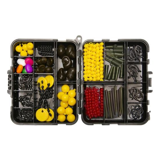 143/145Pcs Carp Fishing Accessories Set with Double-Sided Box Fishing Hook Lure Sleeve Float Swivel Needle Men Carp Fishing Gear