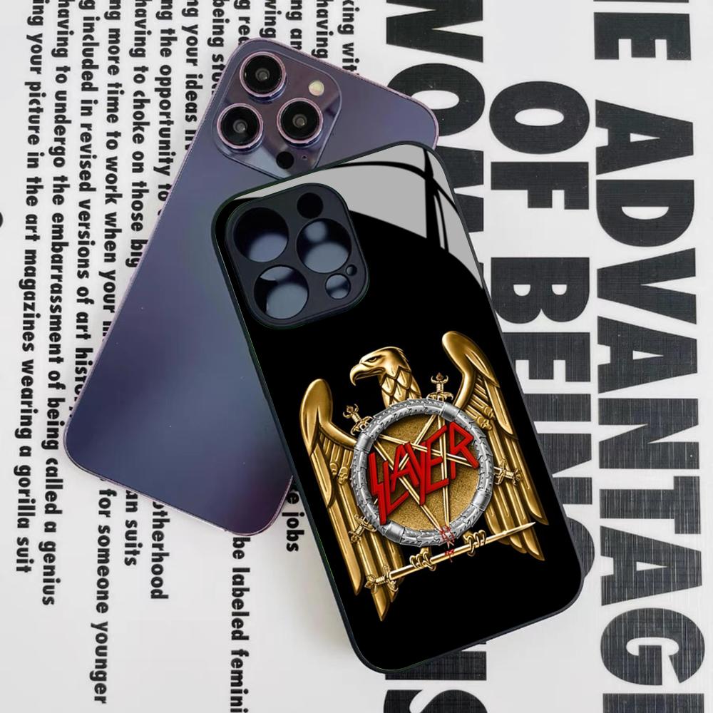 

Slayer Heavy Metal Rock Band Phone Case for Iphone 17 16 15 14 12 11 13 Pro Max Mini X Air Puls Black Glass Cover iPhone 14
