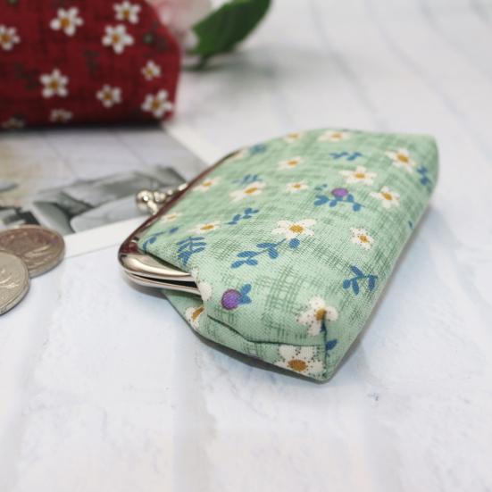 Cute Floral Coin Purse, Vintage Kiss-lock Change Pouch, Mini Coin Wallet Trinkets Storage Pouch for Coins, Cash, Cards