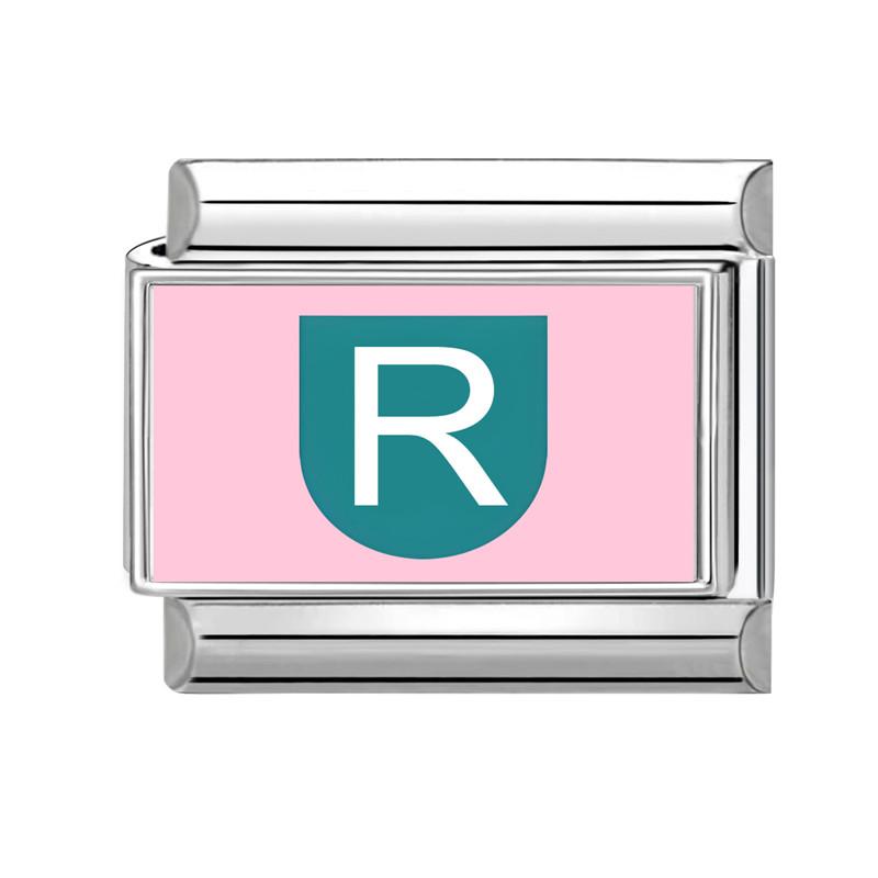 New Lovely 26 English Letter Pink Italian Charm Links Fit 9MM Stainless Steel Bracelet Women Men DIY Birthday Making Gift