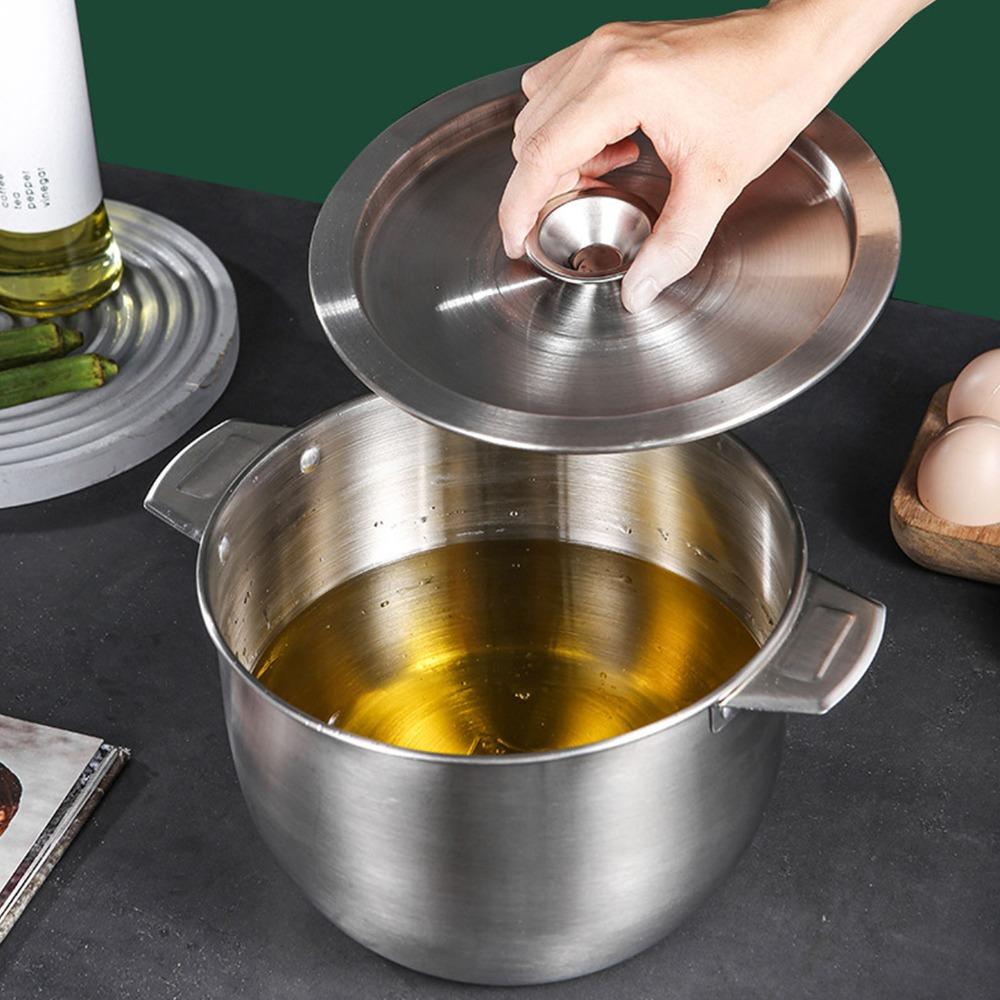 2.8L Grease Container 304 Stainless Steel Oil Filter Pot Sturdy Oil Storage Tank  Fryer Oil Storage
