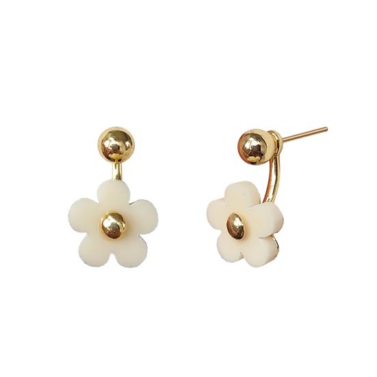 1 Pair Ear Studs All-match Accessories Flower Alloy Double Side Earring for Party