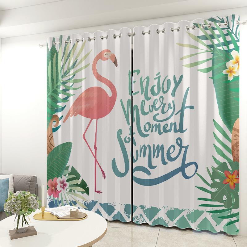 Flamingo Gardinenstoff Schlafzimmer Wohnzimmer Balkon Verdunkelungsvorhang Büro Hotel Isolationsvorhang