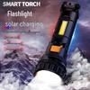 USB Rechargeable High-Brightness LED Solar Flashlight: Portable Emergency Handheld Light for Outdoor and Night Fishing