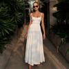 White suspender dress European and American summer new pleated long dress pure cotton dress women