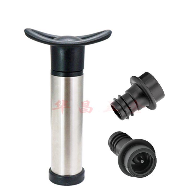 Pompka próżniowa do wina ze stali nierdzewnej i czarnej z korkiem silikonowym