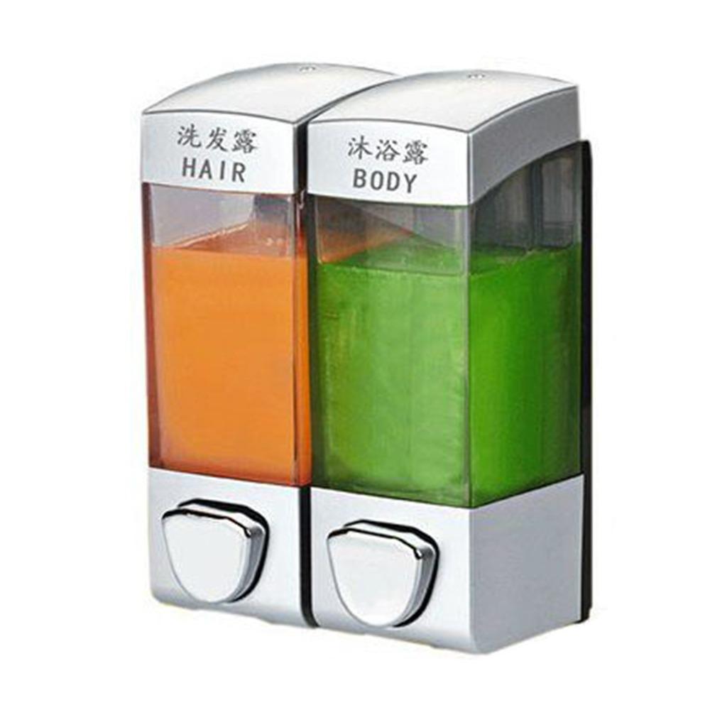 

Настенный дозатор жидкого мыла 2в1 Диспенсер для шампуня Бутылка Контейнер для дезинфицирующего средства для рук Кухня серебряный