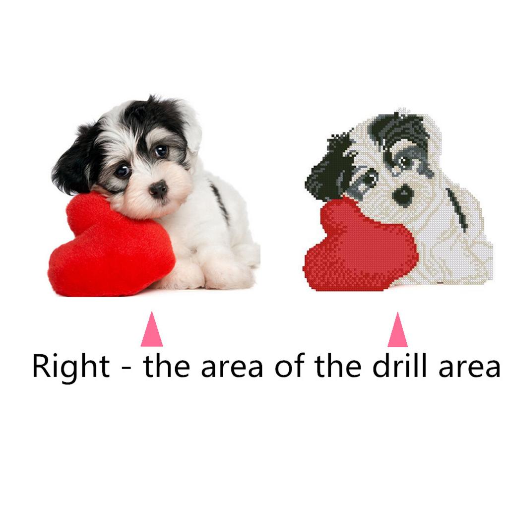 5D DIY Rhinestone Painting Diamond Cross-stitch Love Heart Dogs Embroidered Drawing Needlework Multicolor Stitchwork