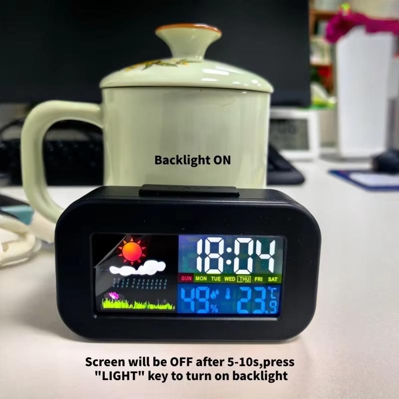 Despertador Digital de LED com Previsão do Tempo, Exibição de Temperatura e Umidade