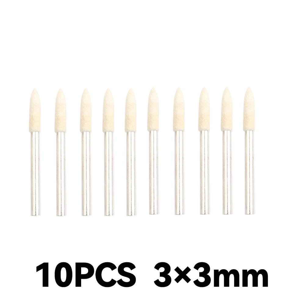 10Pcs/5Pcs Wool Felt Mounted Polishing Buffing Wheel OD 3-10mm Grinding Head for Dremel Drill Rotary Tool 3mm Shank