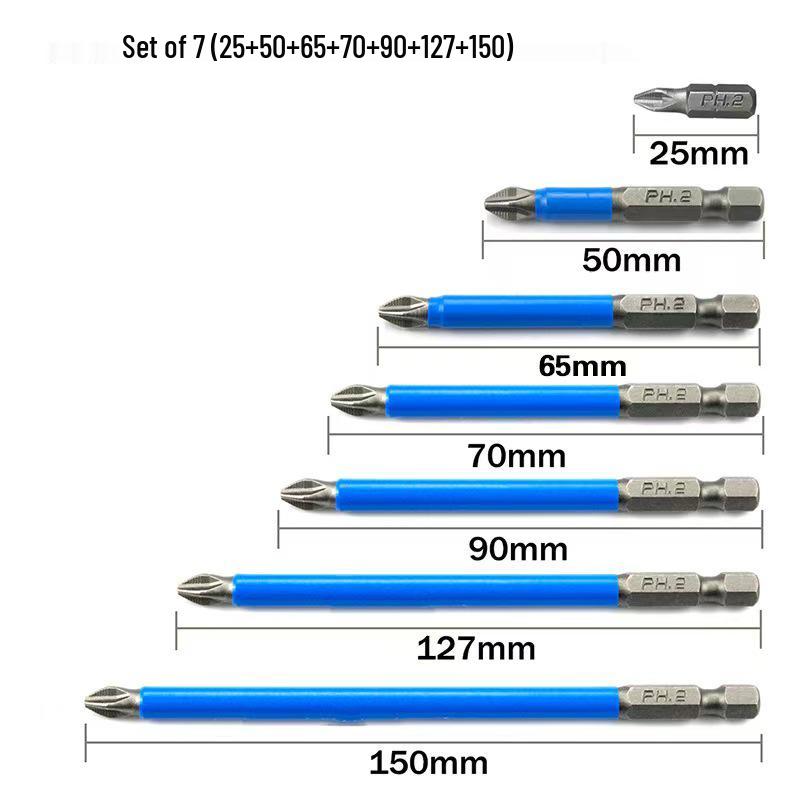 Industrial-Grade S2 Steel Magnetic Hexagon Phillips Screwdriver Bit, Non-Slip