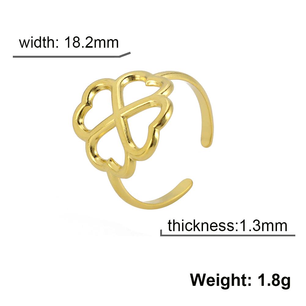 Lucky Four-leaf Clover Rings for Women Stainless Steel Gold Open Finger Rings Jewelry Birthday Gift