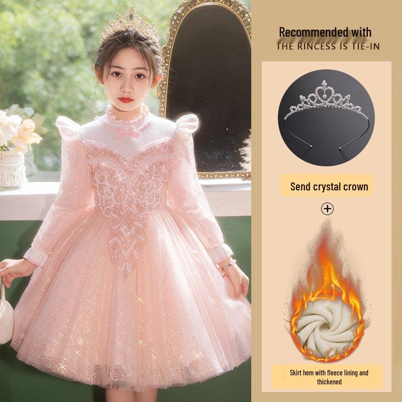 High-End Girls' Princess Formal Dress for Piano Performances and Evening Events