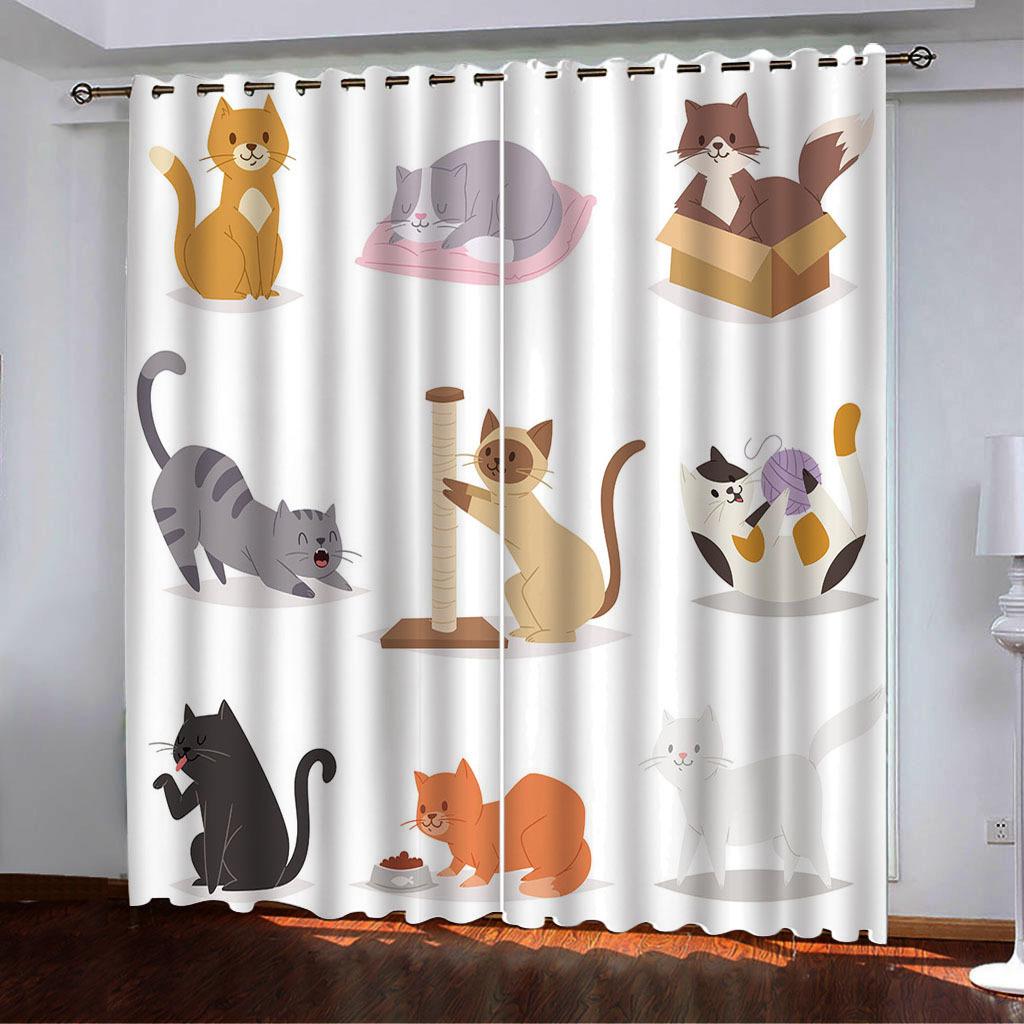 

High-Density Blackout Curtains Cartoon Cat Animal Claws Series Digital Printing Blackout Curtains 140*100